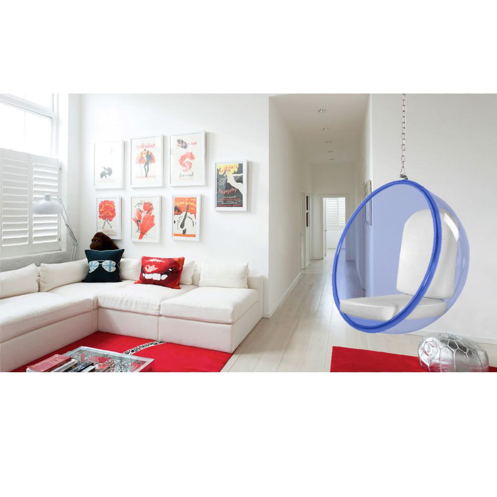 Fine Mod Imports Bubble Hanging Chair Blue Acrylic