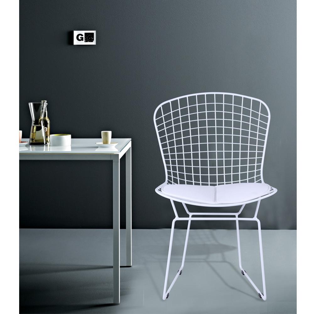 Fine Mod Imports White Wire Side Chair