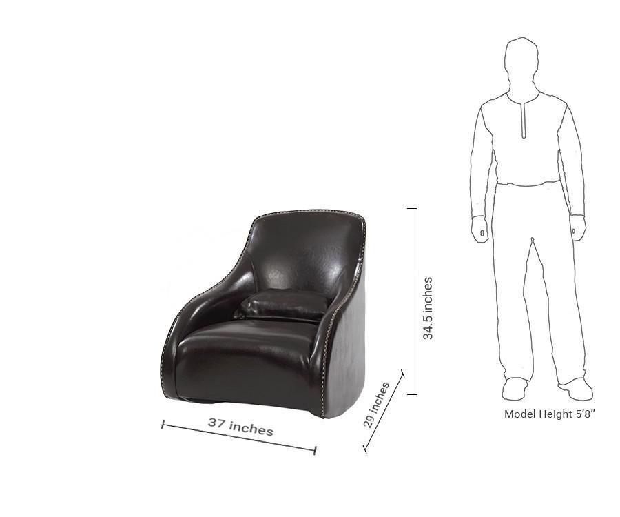 Dark Brown Contemporary Style Leather Chair by GO Home