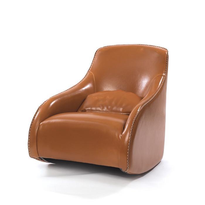 Brown Contemporary Style Baseball Glove Leather Chair by GO Home