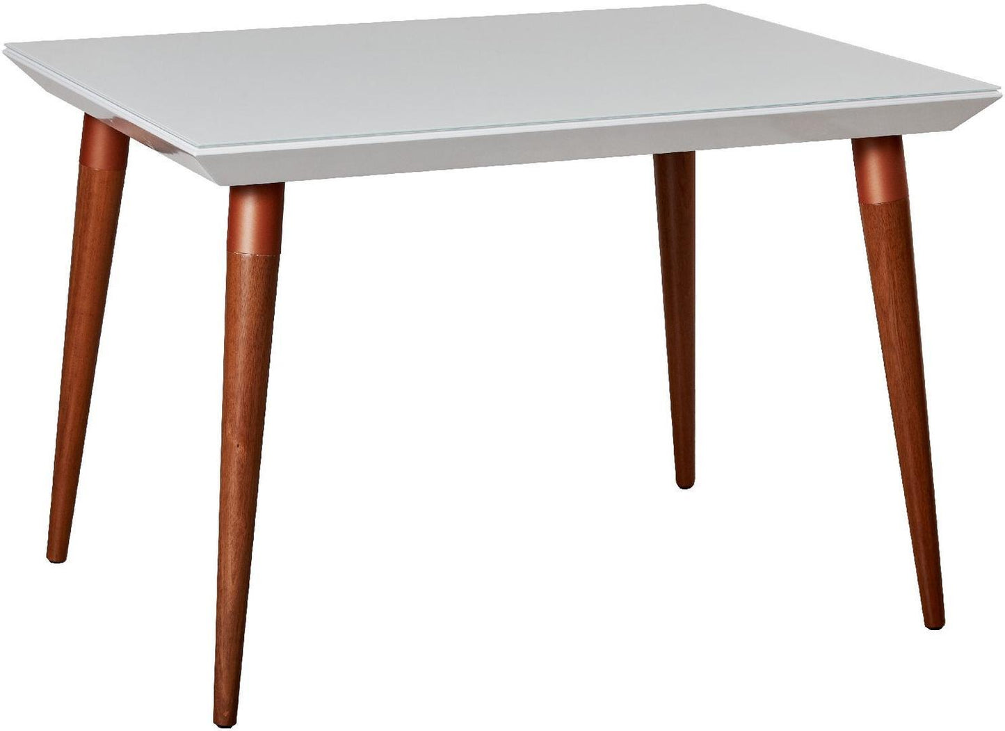 Manhattan Comfort Utopia 47.24" Modern Beveled Rectangular Dining Table with Glass Top