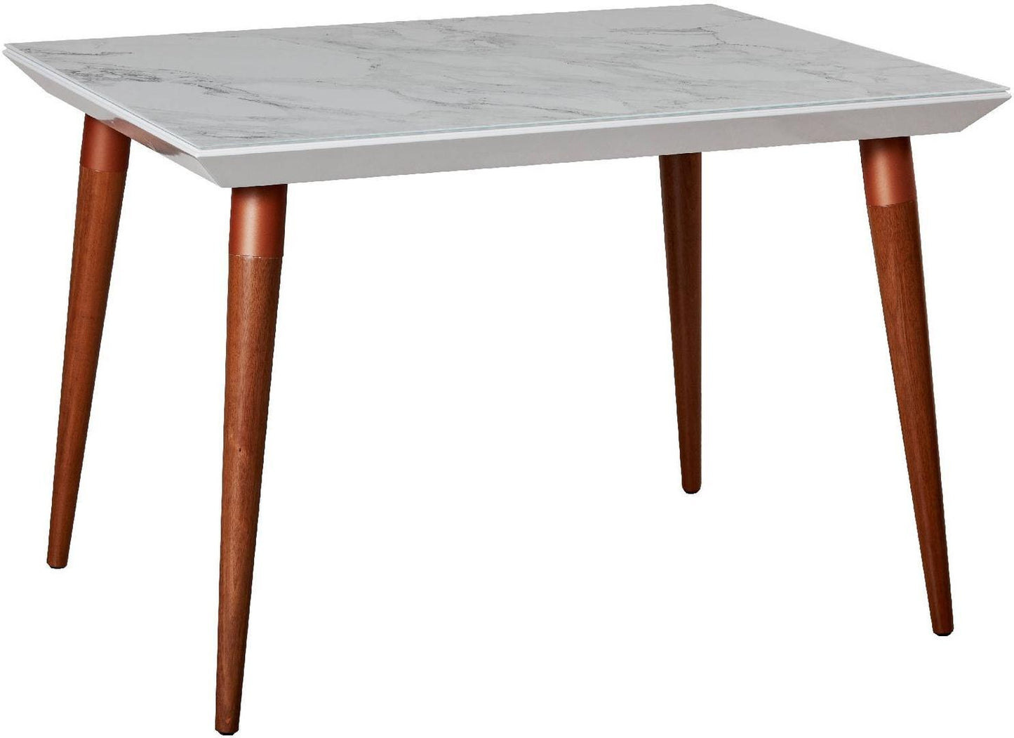 Manhattan Comfort Utopia 47.24" Modern Beveled Rectangular Dining Table with Glass Top