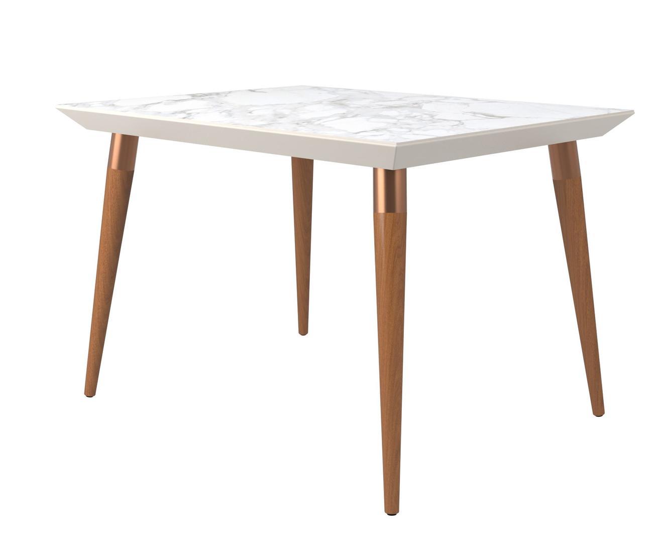Manhattan Comfort Utopia 47.24" Modern Beveled Rectangular Dining Table with Glass Top