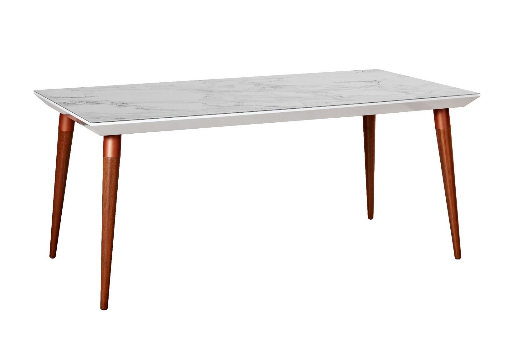 Manhattan Comfort Utopia 62.99" Modern Beveled Rectangular Dining Table with Glass Top