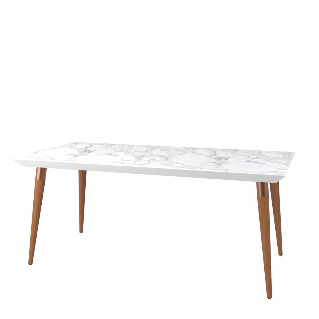 Manhattan Comfort Utopia 70.86" Modern Beveled Rectangular Dining Table with Glass Top