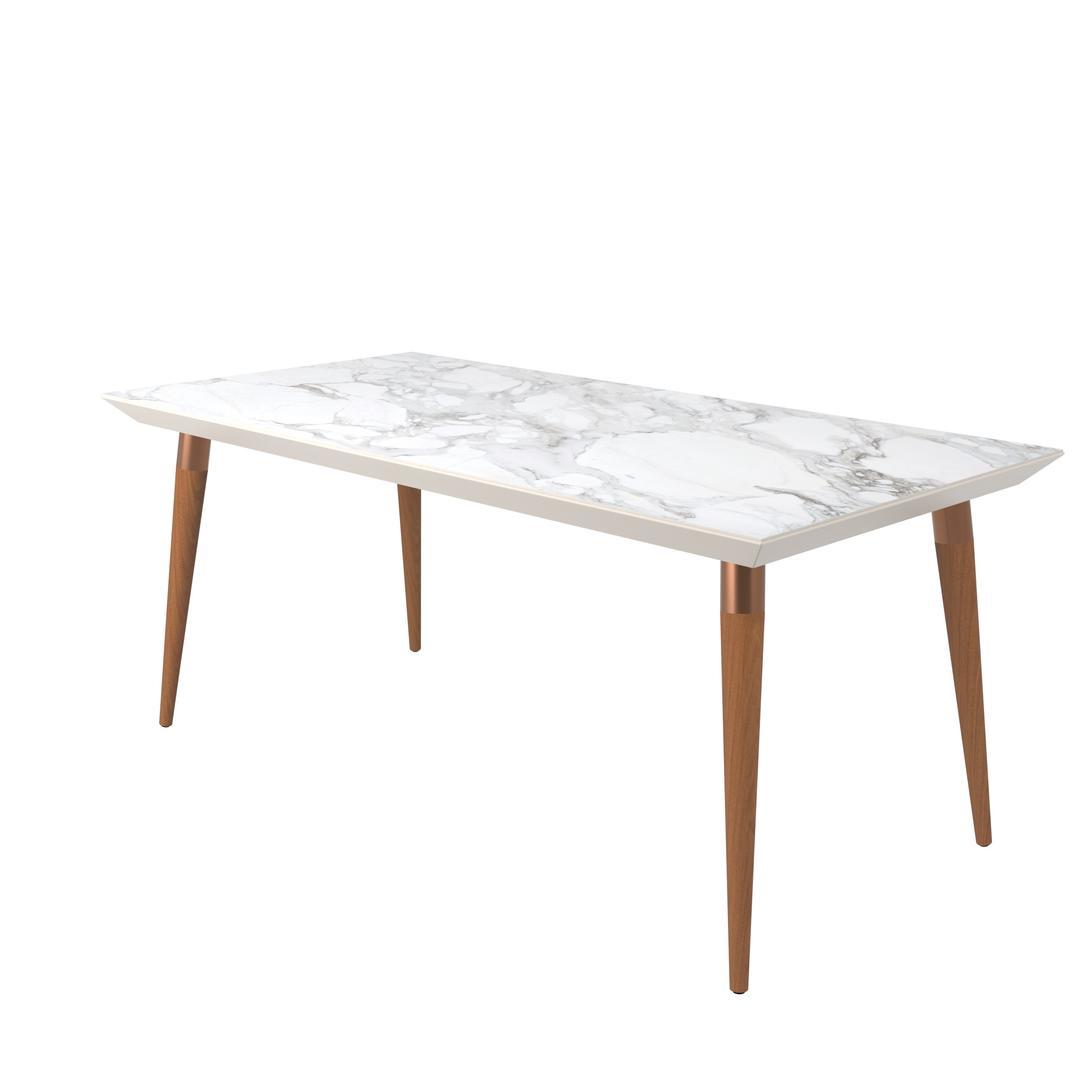 Manhattan Comfort Utopia 70.86" Modern Beveled Rectangular Dining Table with Glass Top