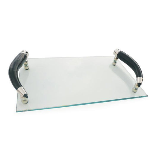 Glass Tray With Curved Horn Handles by GO Home