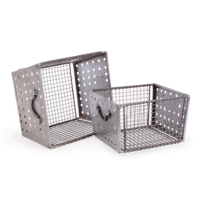 Set Of Two Industrial Wire Bins by GO Home