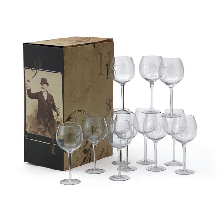 Set Of Twelve Numerology Wine Glasses by GO Home