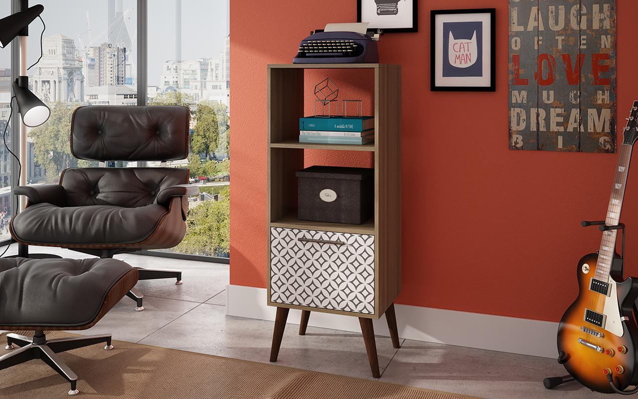 Manhattan Comfort Sami 2.0 Double Bookcase with 1- Drawer