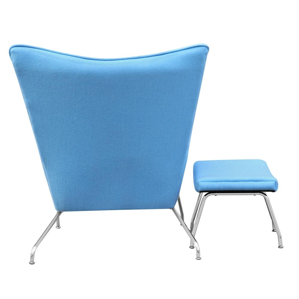 Fine Mod Imports Wing Chair and Ottoman in Wool