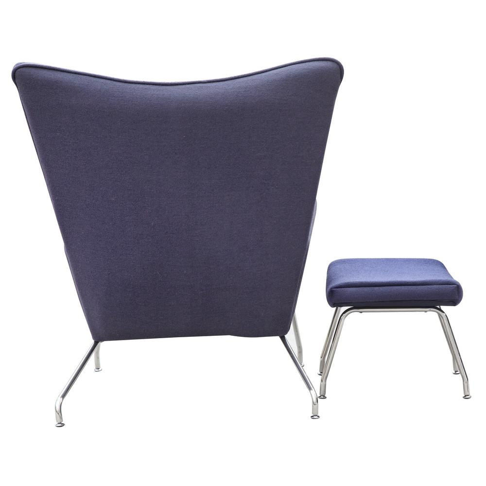Fine Mod Imports Wing Chair and Ottoman in Wool