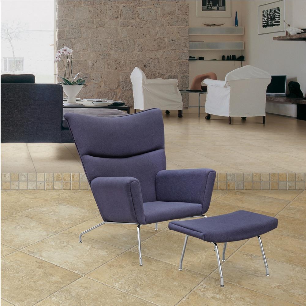 Fine Mod Imports Wing Chair and Ottoman in Wool