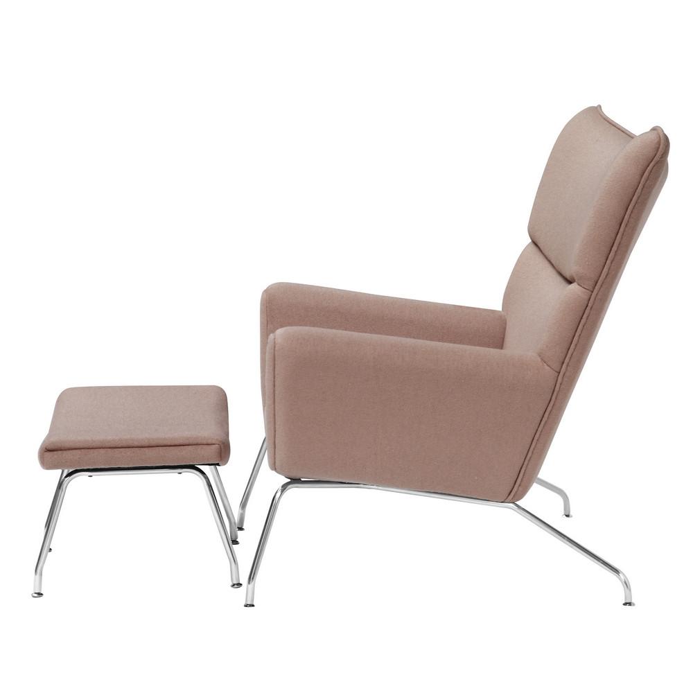 Fine Mod Imports Wing Chair and Ottoman in Wool