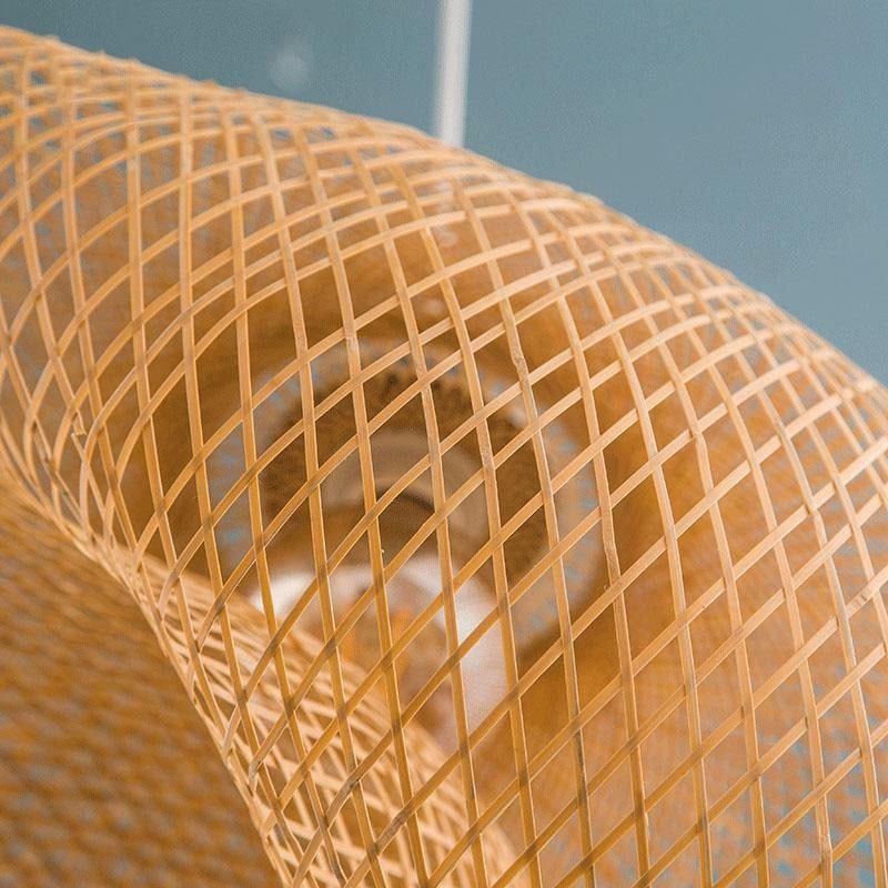 Bamboo Wave Shade Pendant Light Fixture Rustic Vintage Japanese Lamp