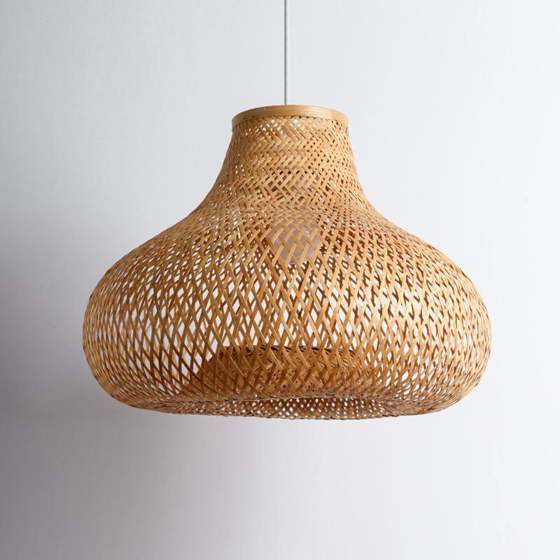 Hand Bamboo Gourd Shade Pendant Light Fixture Asian Ceiling Lamp