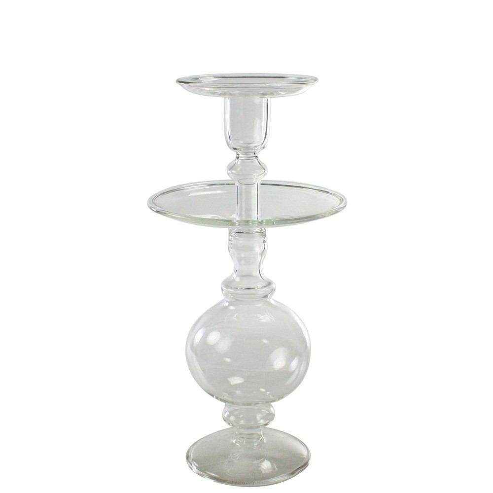 HomArt Helena Glass Taper Holder - Clear - Med