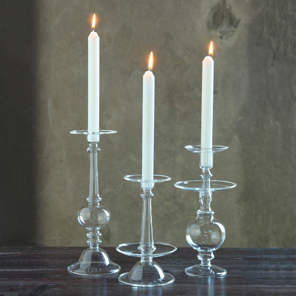 HomArt Helena Glass Taper Holder - Clear