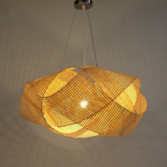 Bamboo Cloud Shade Pendant Light Fixture Tatami Hanging Ceiling Lamp Plafon