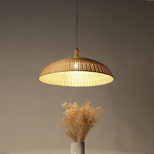 Bamboo Shade Pendant Light Fixture Asian Rustic Hanging Ceiling Lamp