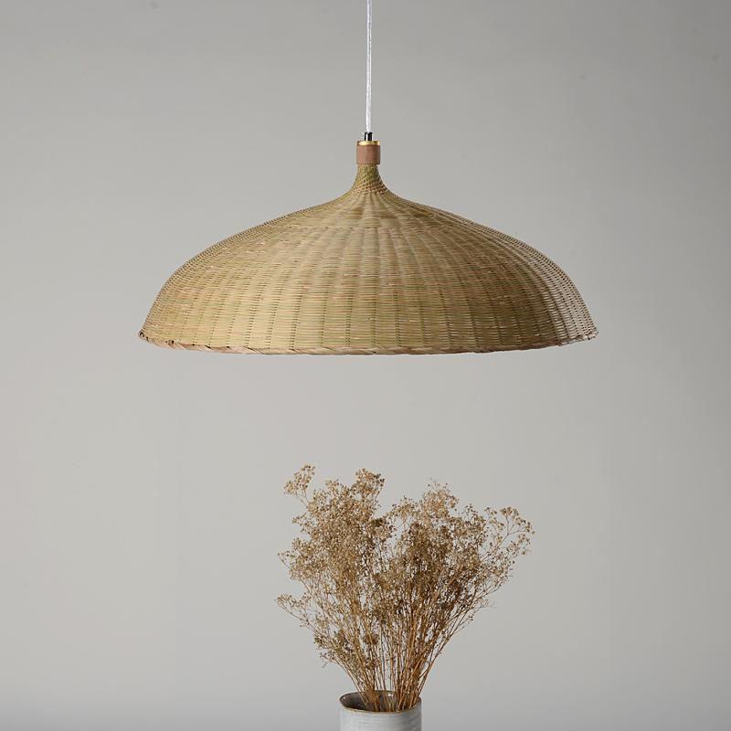 Bamboo Shade Pendant Light Fixture Asian Rustic Hanging Ceiling Lamp
