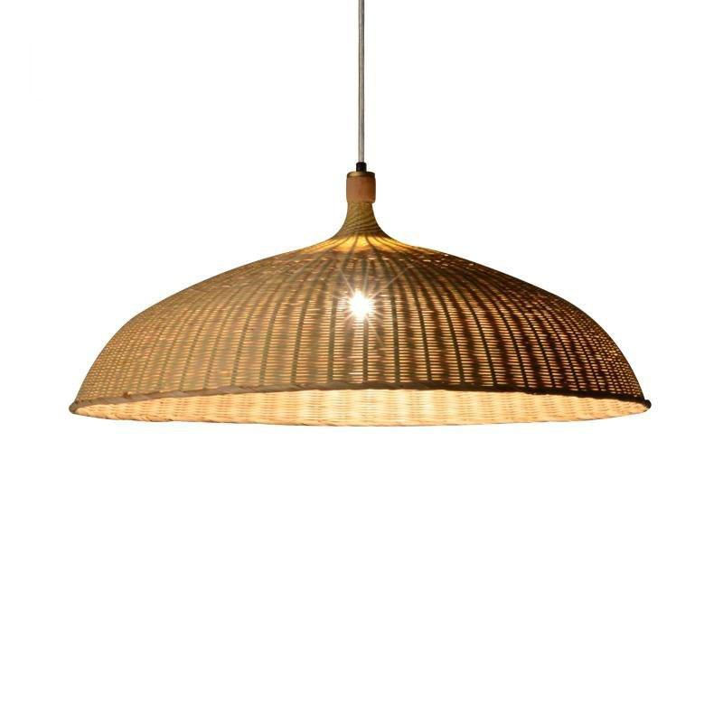 Bamboo Shade Pendant Light Fixture Asian Rustic Hanging Ceiling Lamp