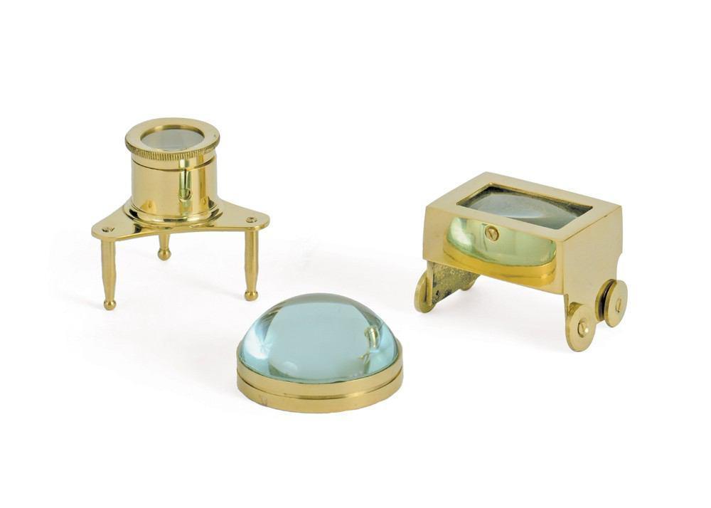 GO Home Brass Set of Three Gemologist Magnifiers - 2 Sets of 3 Pcs each