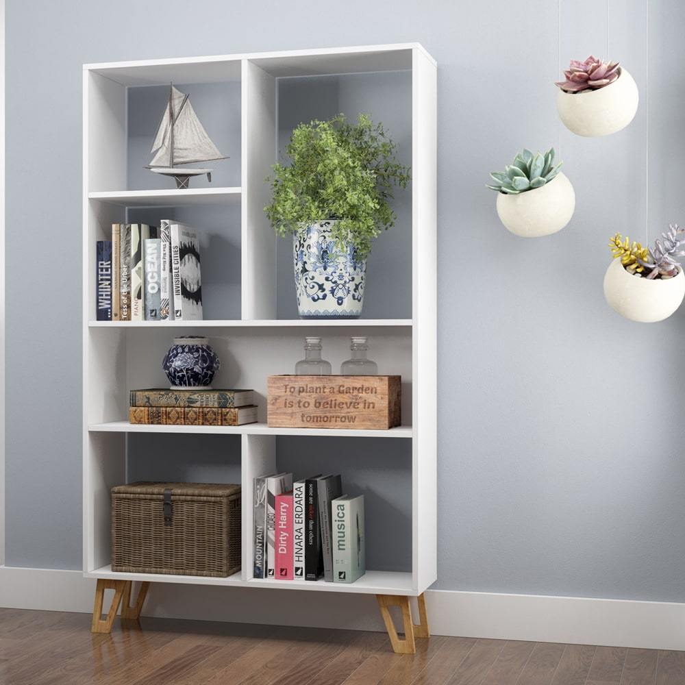 Manhattan Comfort Doris 6-Shelf Mid Century Bookcase
