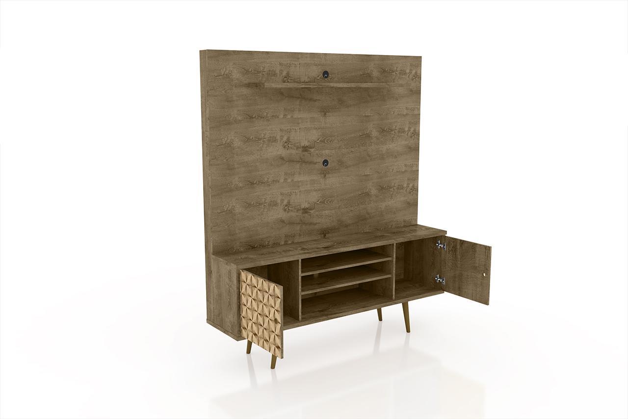 Manhattan Comfort Liberty 63" Freestanding Entertainment Center with Overhead shelf