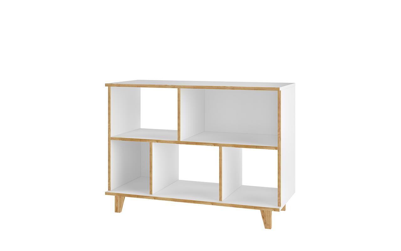 Manhattan Comfort Minetta 5-Shelf Mid Century Low Bookcase