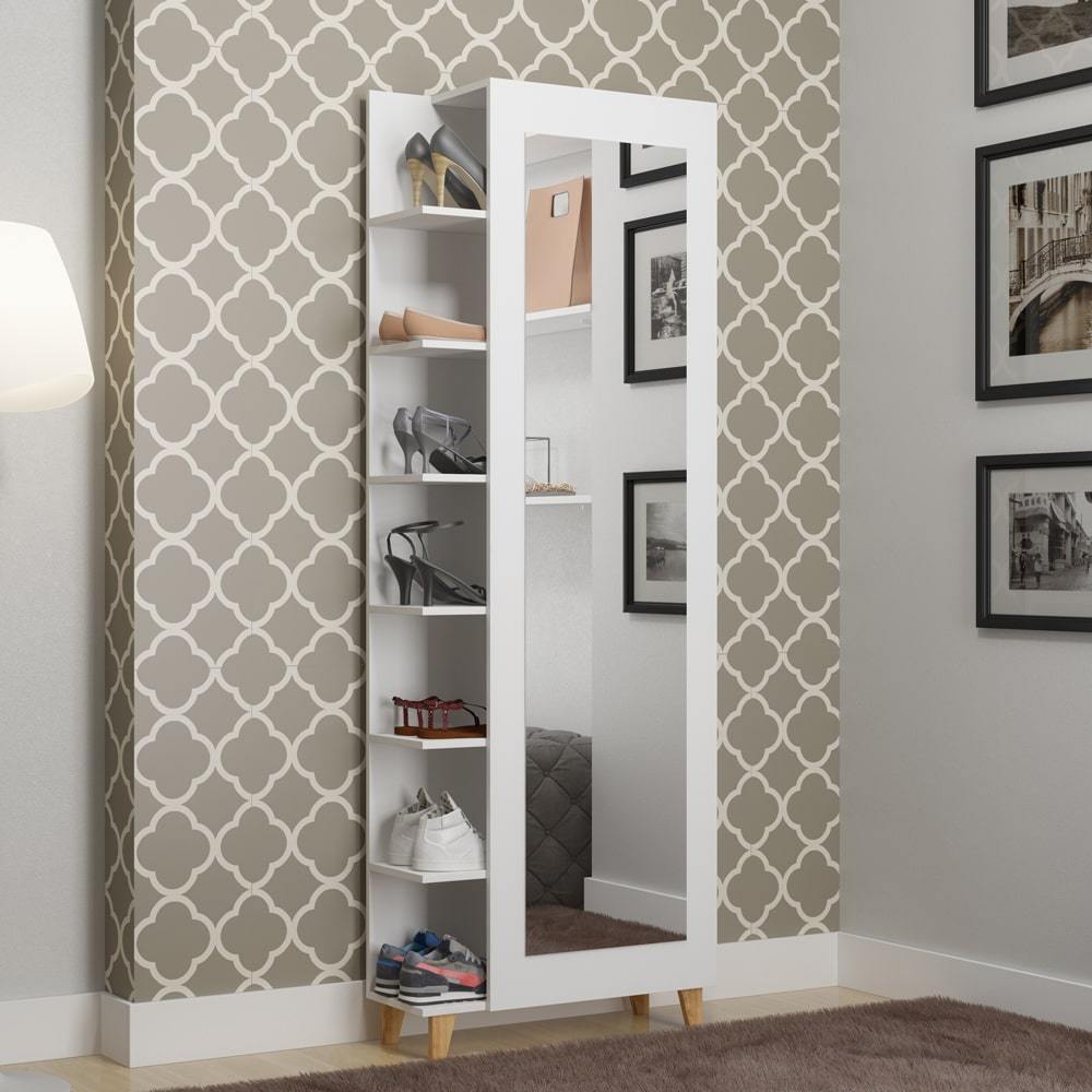 Manhattan Comfort Minetta 14-Pair Mid Century Shoe Closet