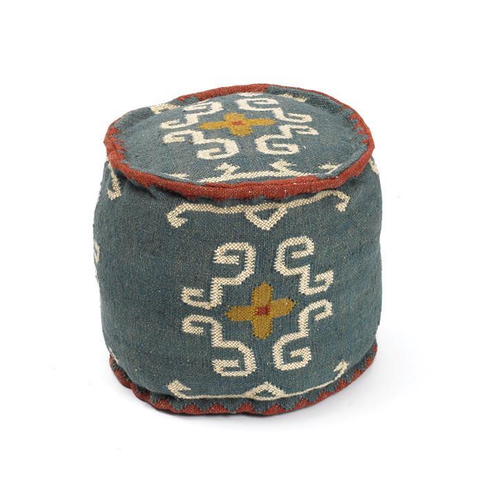 Round Tribal Kilim Pouf by GO Home