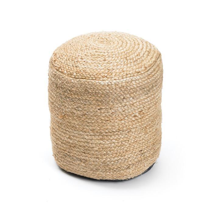 Round Braided Hemp Pouf by GO Home