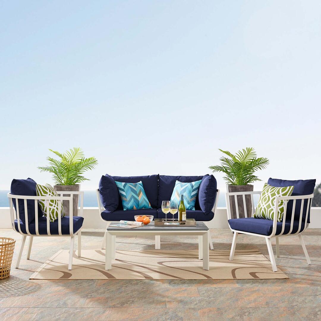 Modway Riverside 5 Piece Outdoor Patio Aluminum Set | Outdoor Sofas, Loveseats & Sectionals | Modishstore-20