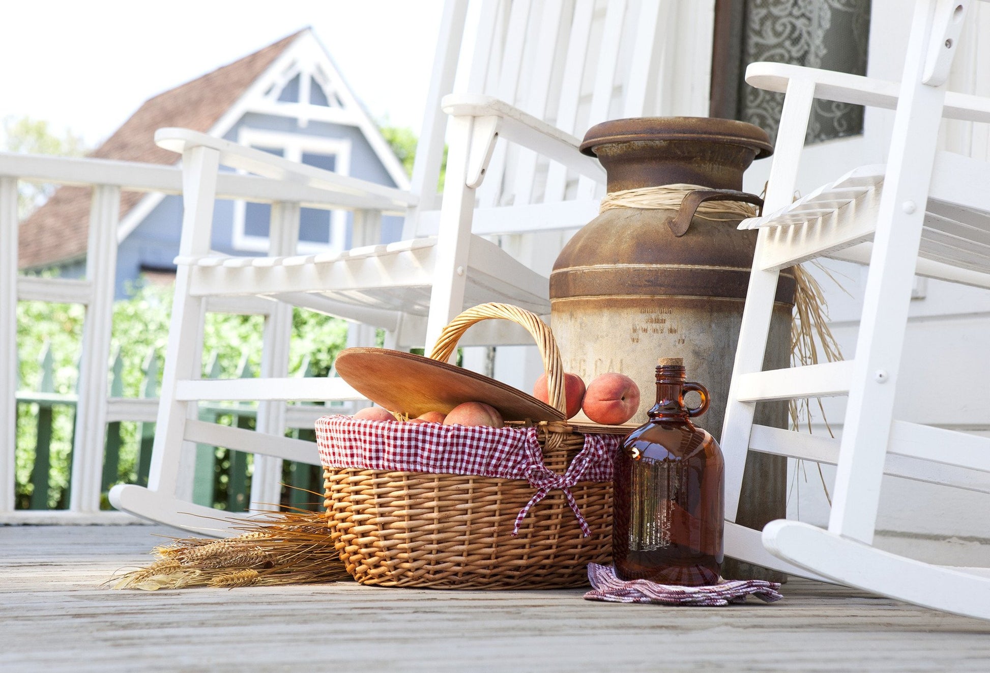 Picnic Time Country Basket Red and White Gingham - Set of 2