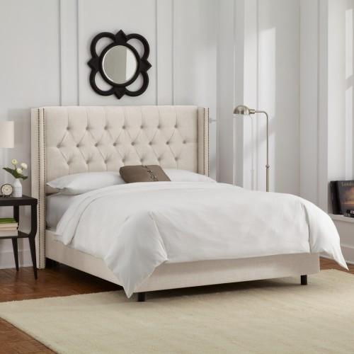 Skyline Furniture Queen Diamond Tufted Wingback Nail Bed