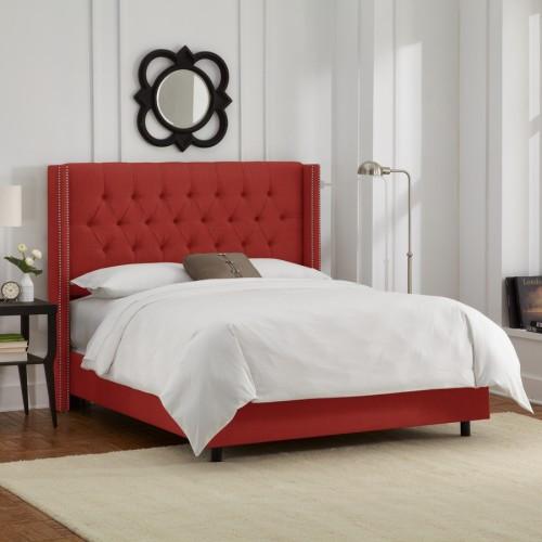 Skyline Furniture Queen Diamond Tufted Wingback Nail Bed