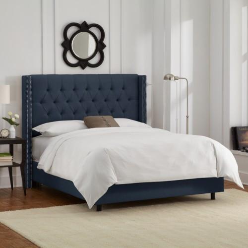 Skyline Furniture Queen Diamond Tufted Wingback Nail Bed