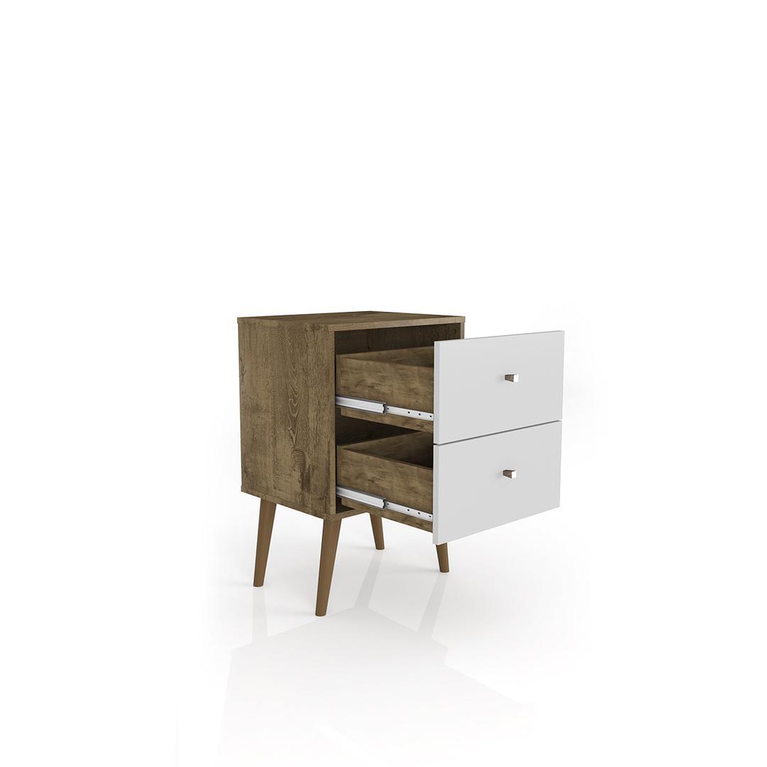 Manhattan Comfort Liberty Mid Century - Modern Nightstand 2.0 with 2 Full Extension Drawers