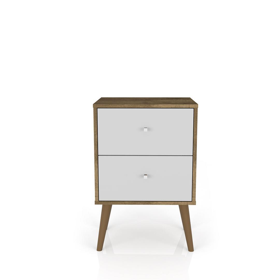 Manhattan Comfort Liberty Mid Century - Modern Nightstand 2.0 with 2 Full Extension Drawers