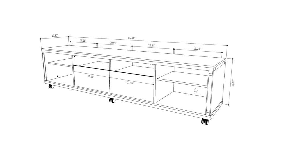Manhattan Comfort Cabrini TV Stand and Floating Wall TV Panel with LED Lights 2.2 - Modish Store