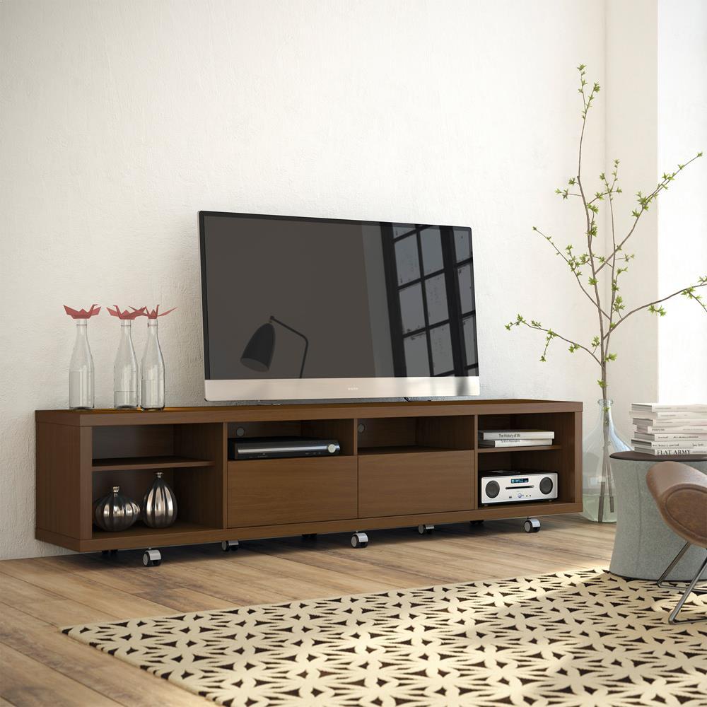 Manhattan Comfort Cabrini TV Stand and Floating Wall TV Panel with LED Lights 2.2 - Modish Store