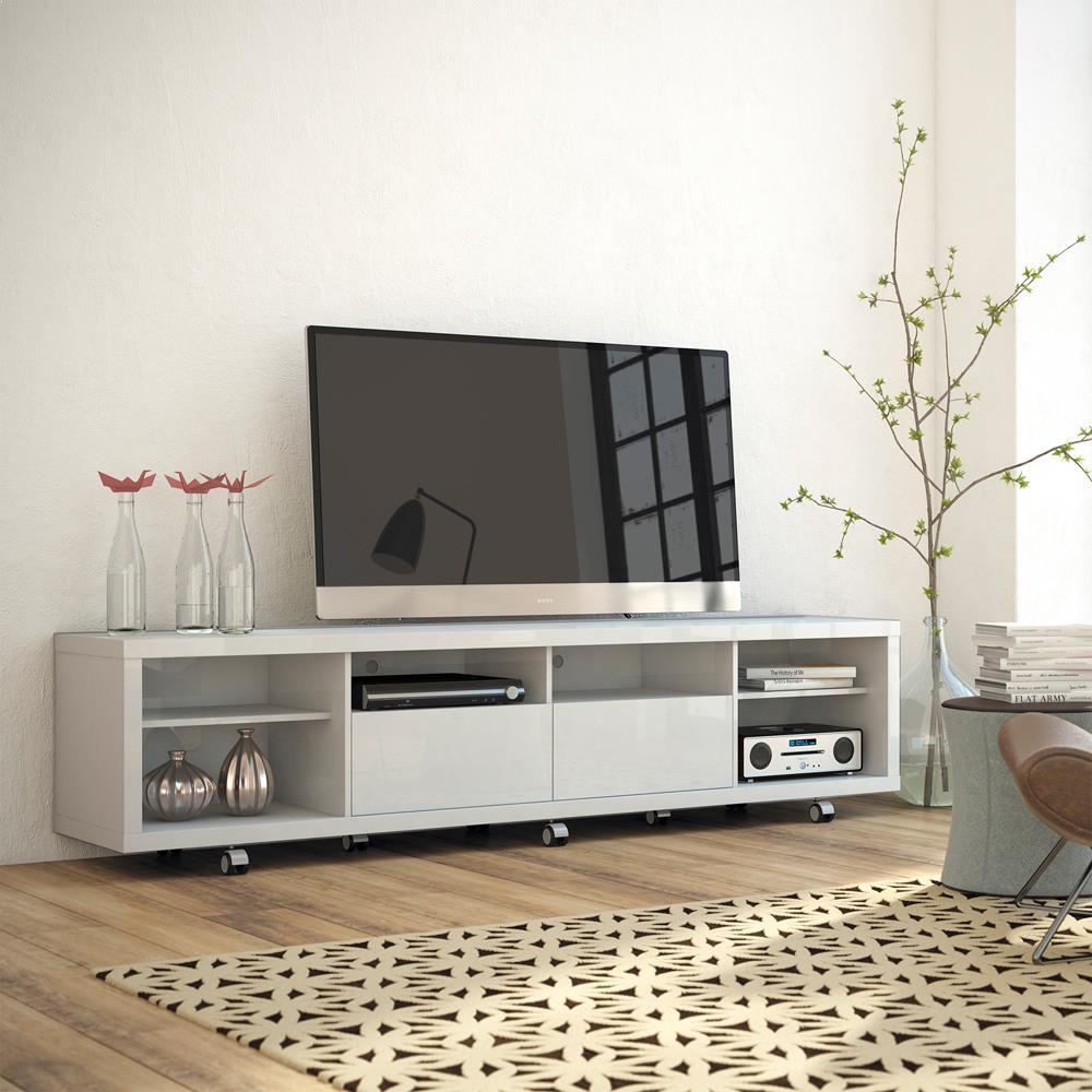 Manhattan Comfort Cabrini TV Stand and Floating Wall TV Panel with LED Lights 2.2 - Modish Store