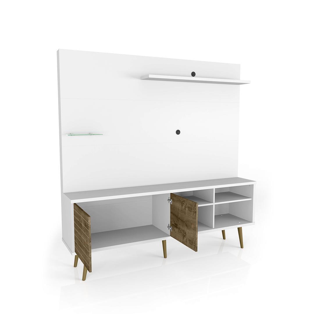 Manhattan Comfort Liberty 70.87" Freestanding Entertainment Center with Overhead shelf