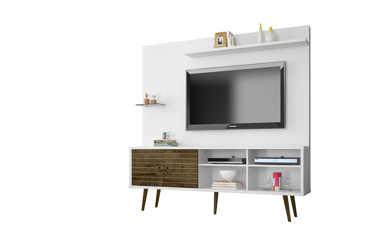 Manhattan Comfort Liberty 70.87" Freestanding Entertainment Center with Overhead shelf
