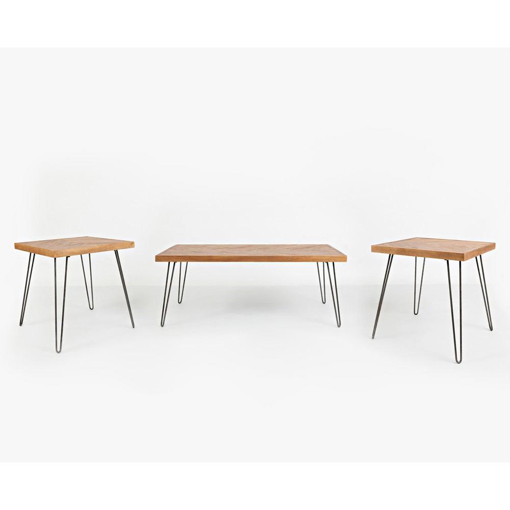 Jofran Light Pine Chevron Occasional 3 Pack Table Set