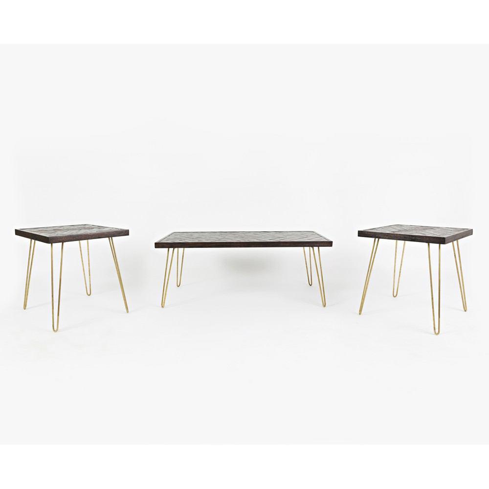 Jofran Dark Acacia Chevron Occasional 3 Pack Table Set