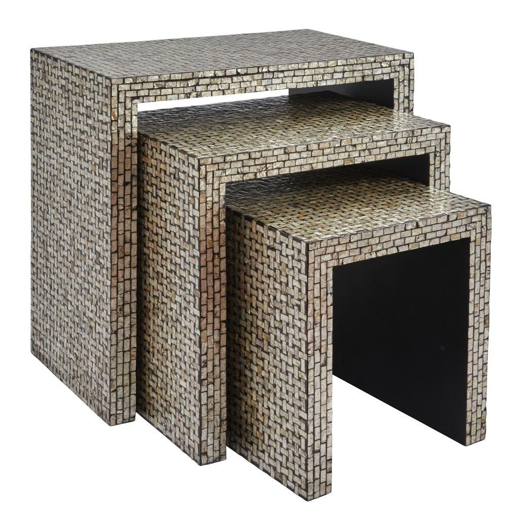 Jofran Global Archive Capiz Basket Weave Nesting Tables - Set Of 3