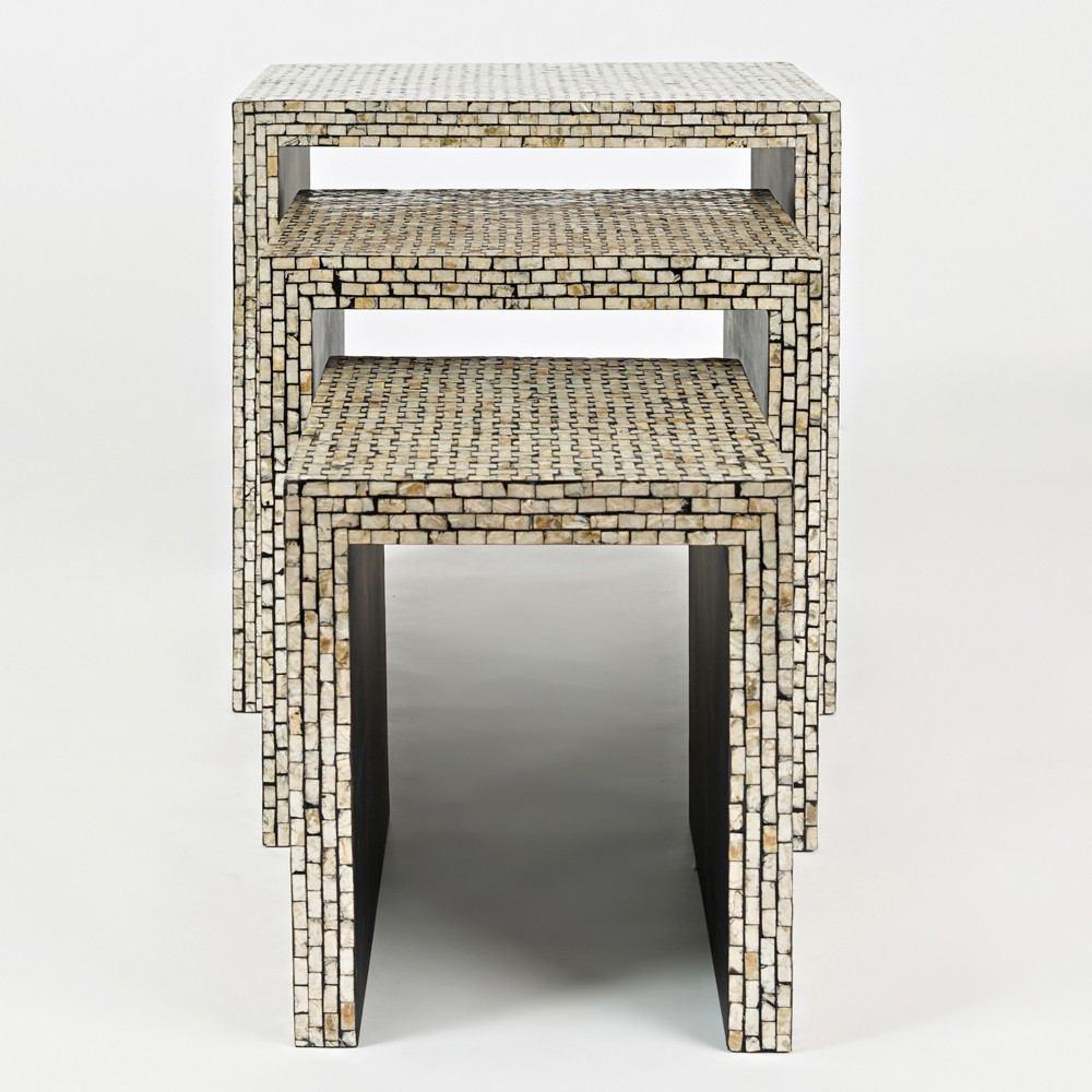 Jofran Global Archive Capiz Basket Weave Nesting Tables - Set Of 3
