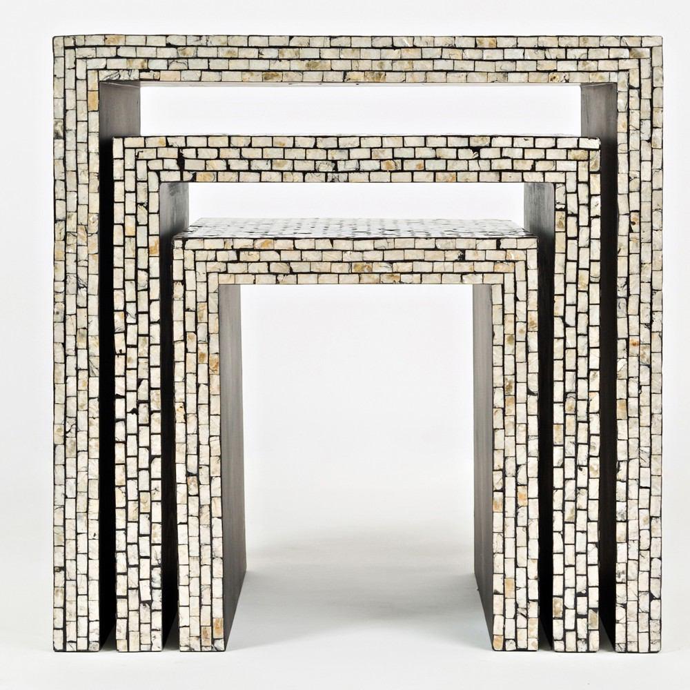 Jofran Global Archive Capiz Basket Weave Nesting Tables - Set Of 3